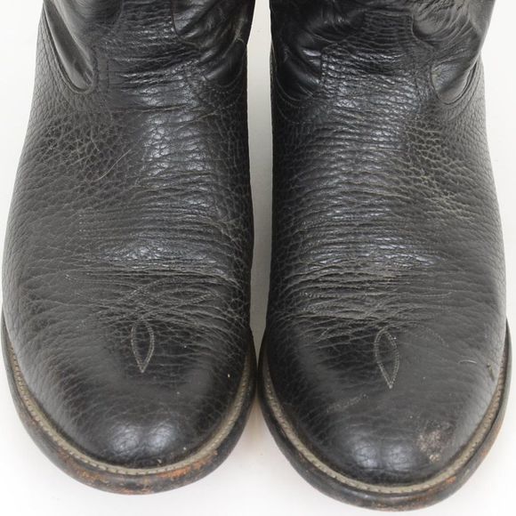Vintage Tony Lama Black Roper Western Cowboy Boots Size 11D - USA - Style CT456 - Picture 5 of 12